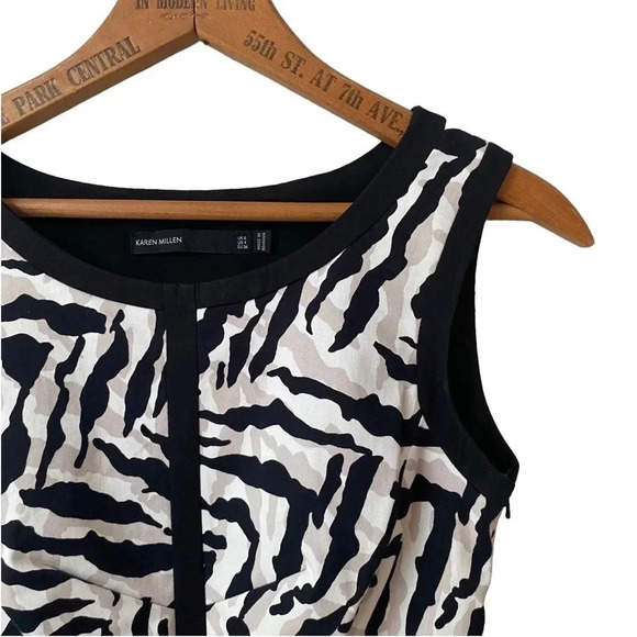 Karen Millen Zebra Print Cutout Back Dress 4 Black White Bodycon Cocktail - Picture 3 of 15